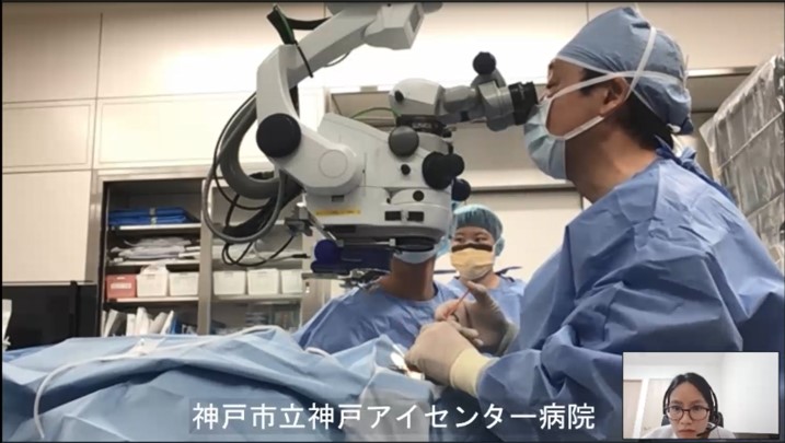 手術シーンにおけるオンライン通訳中の画面
